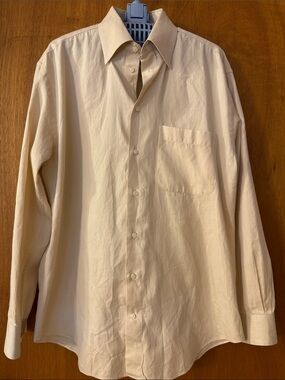 Armani Collezioni Beige Long-Sleeve Dress Shirt 39 15.5 R 100% Cotton